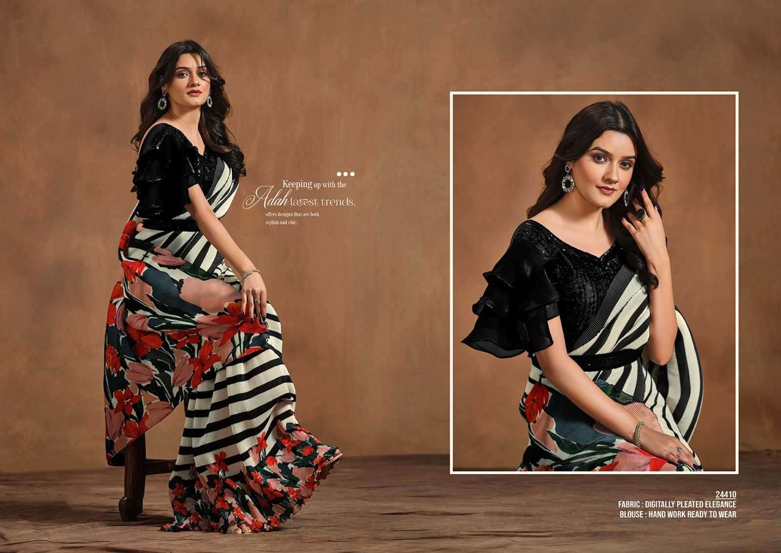 MAHOTSAV PRESENTS MOHMANTHAN 24400 SERIES ADAH TRENDY DESIGNER READY TO WEAR SAREE CATALOG WHOLESALER AND EXPORTER IN SURAT