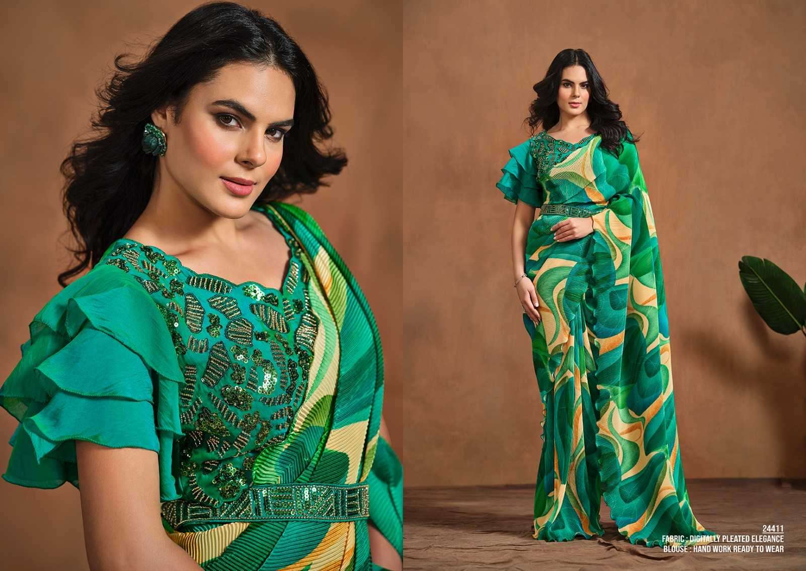MAHOTSAV PRESENTS MOHMANTHAN 24400 SERIES ADAH TRENDY DESIGNER READY TO WEAR SAREE CATALOG WHOLESALER AND EXPORTER IN SURAT