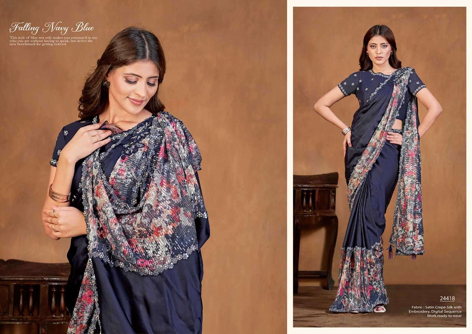 MAHOTSAV PRESENTS MOHMANTHAN 24400 SERIES ADAH TRENDY DESIGNER READY TO WEAR SAREE CATALOG WHOLESALER AND EXPORTER IN SURAT
