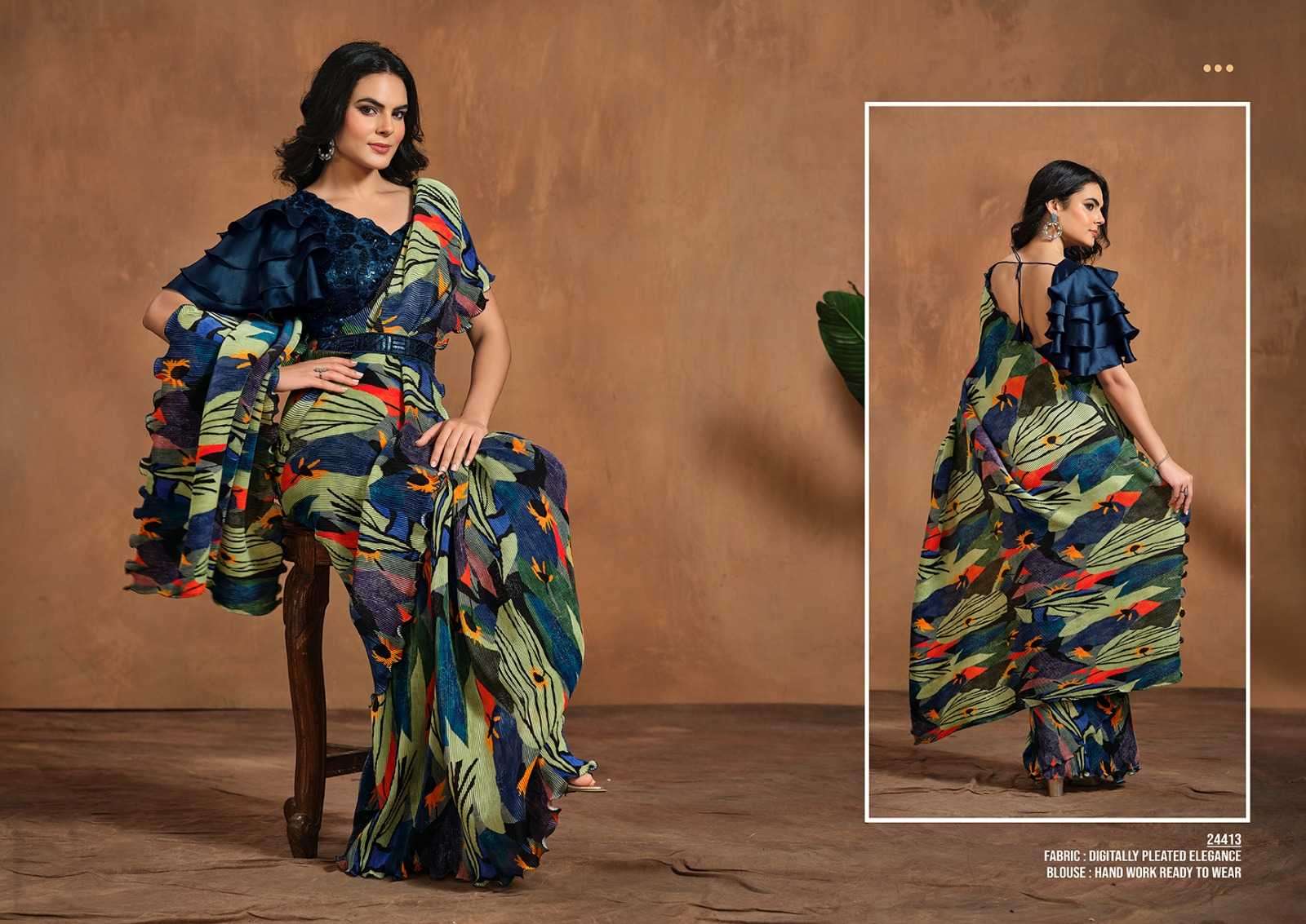 MAHOTSAV PRESENTS MOHMANTHAN 24400 SERIES ADAH TRENDY DESIGNER READY TO WEAR SAREE CATALOG WHOLESALER AND EXPORTER IN SURAT