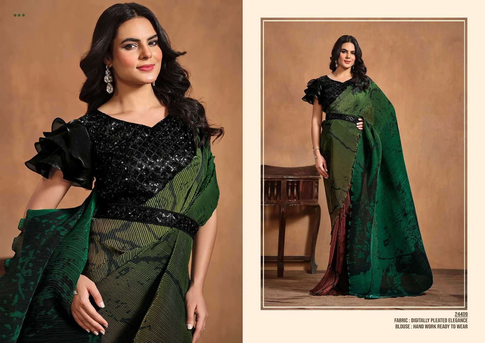 MAHOTSAV PRESENTS MOHMANTHAN 24400 SERIES ADAH TRENDY DESIGNER READY TO WEAR SAREE CATALOG WHOLESALER AND EXPORTER IN SURAT