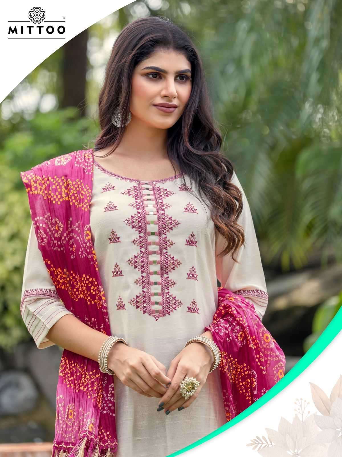 MITTOO PRESENTS AARADHNA VISCOSE THREAD READYMADE LADIES KURTIS CATALOG WHOLESALER AND EXPORTER 