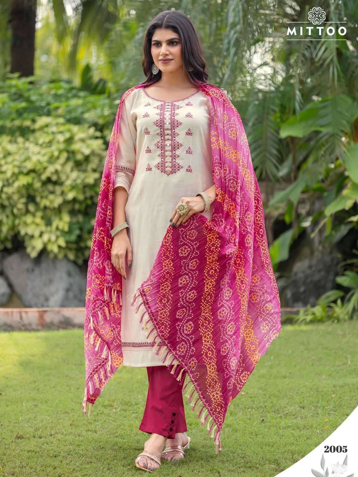 MITTOO PRESENTS AARADHNA VISCOSE THREAD READYMADE LADIES KURTIS CATALOG WHOLESALER AND EXPORTER 