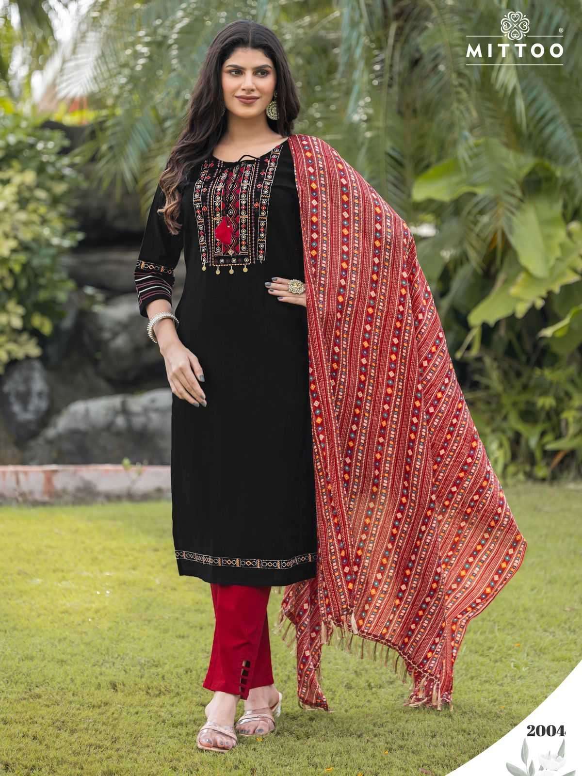 MITTOO PRESENTS AARADHNA VISCOSE THREAD READYMADE LADIES KURTIS CATALOG WHOLESALER AND EXPORTER 