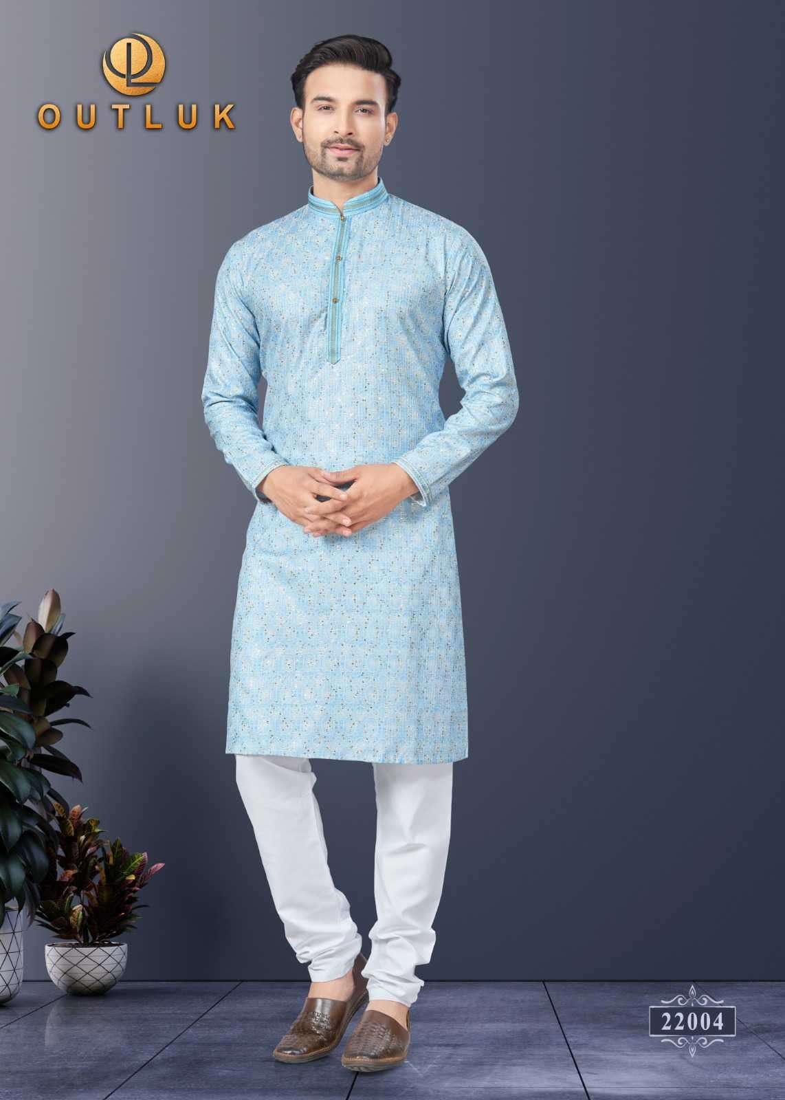 OUTLUK PRESENTS WEDDING COLLECTION VOL-22 READYMADE SILK DIGITAL MENS KURTA PAJAMA CATALOG WHOLESALER AND EXPORTER 