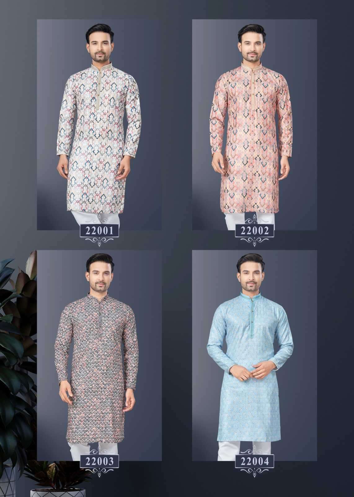 OUTLUK PRESENTS WEDDING COLLECTION VOL-22 READYMADE SILK DIGITAL MENS KURTA PAJAMA CATALOG WHOLESALER AND EXPORTER 
