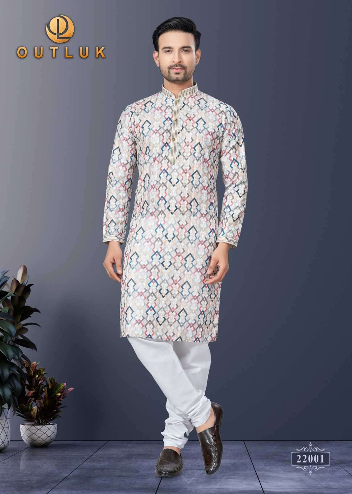 OUTLUK PRESENTS WEDDING COLLECTION VOL-22 READYMADE SILK DIGITAL MENS KURTA PAJAMA CATALOG WHOLESALER AND EXPORTER 