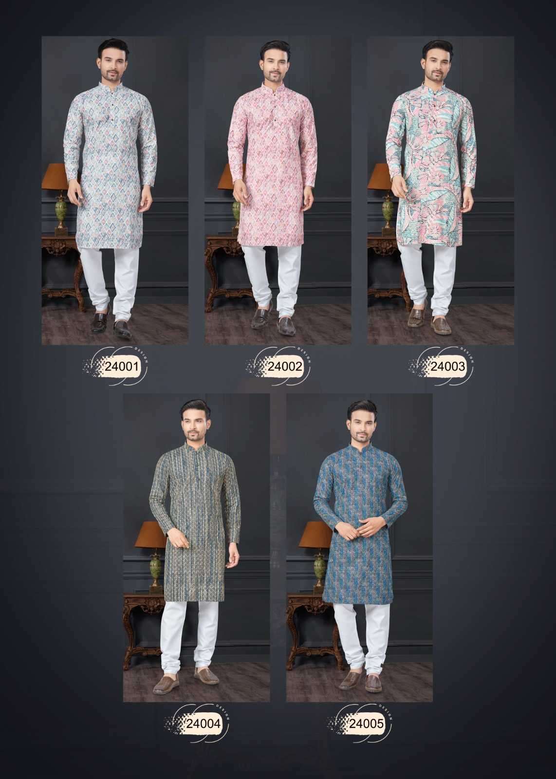 OUTLUK PRESENTS WEDDING COLLECTION VOL-24 READYMADE LAKHNOWI WORK MENS KURTA PAJAMA CATALOG WHOLESALER AND EXPORTER 