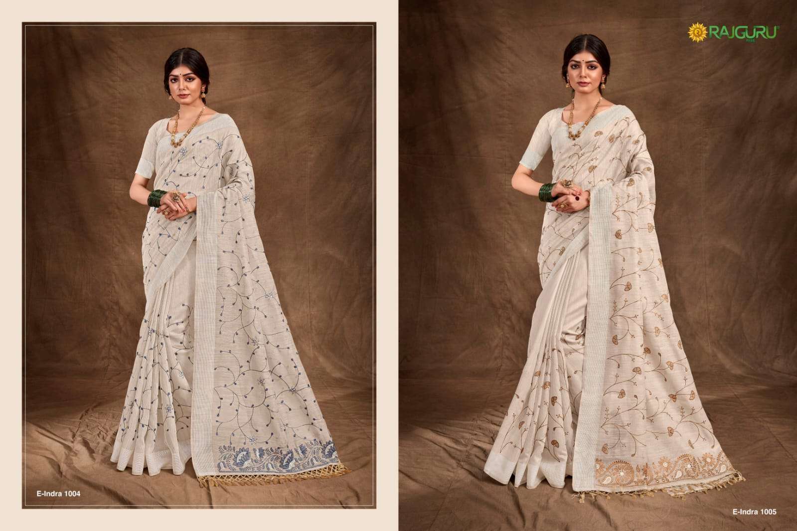 RAJGURU PRESENTS E-INDRA DESIGNER FANCY SAREES WITH DOUBLE BLOUSE CATALOG WHOLESALER AND EXPORTER IN SURAT 