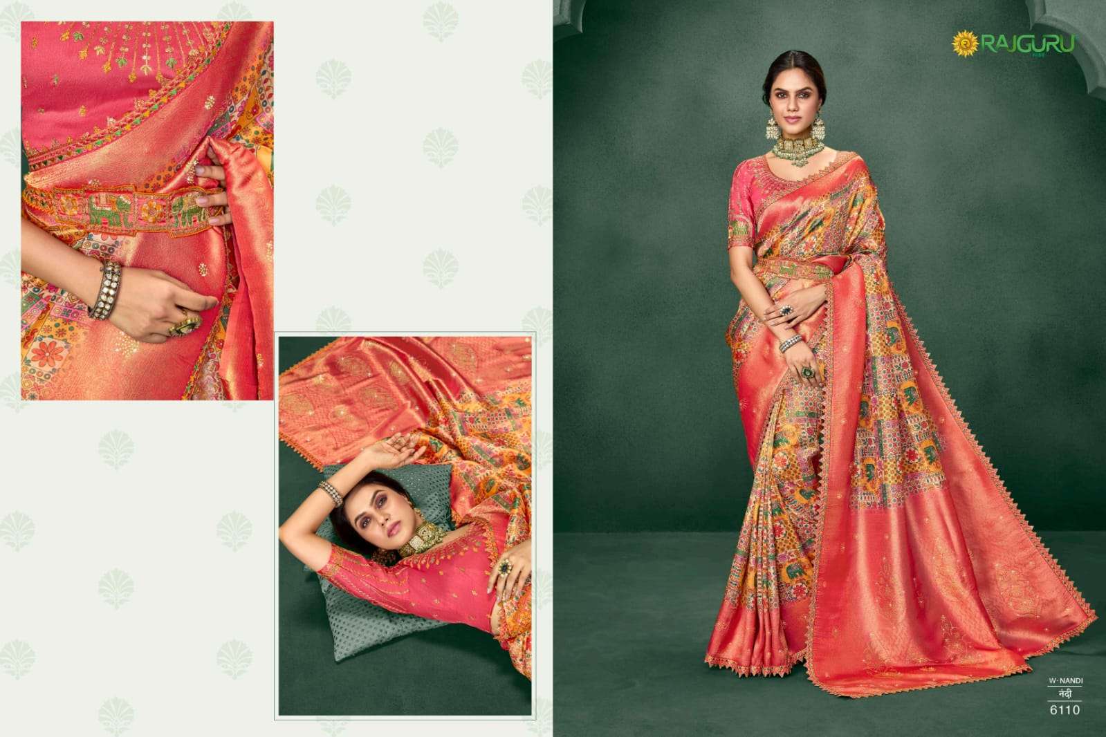 RAJGURU PRESENTS NANDI DESIGNER FANCY SAREES CATALOG WHOLESALER AND EXPORTER IN SURAT CATALOG WHOLESALER AND EXPORTER IN SURAT 