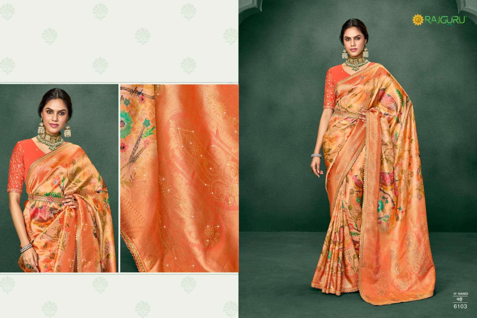 RAJGURU PRESENTS NANDI DESIGNER FANCY SAREES CATALOG WHOLESALER AND EXPORTER IN SURAT CATALOG WHOLESALER AND EXPORTER IN SURAT 