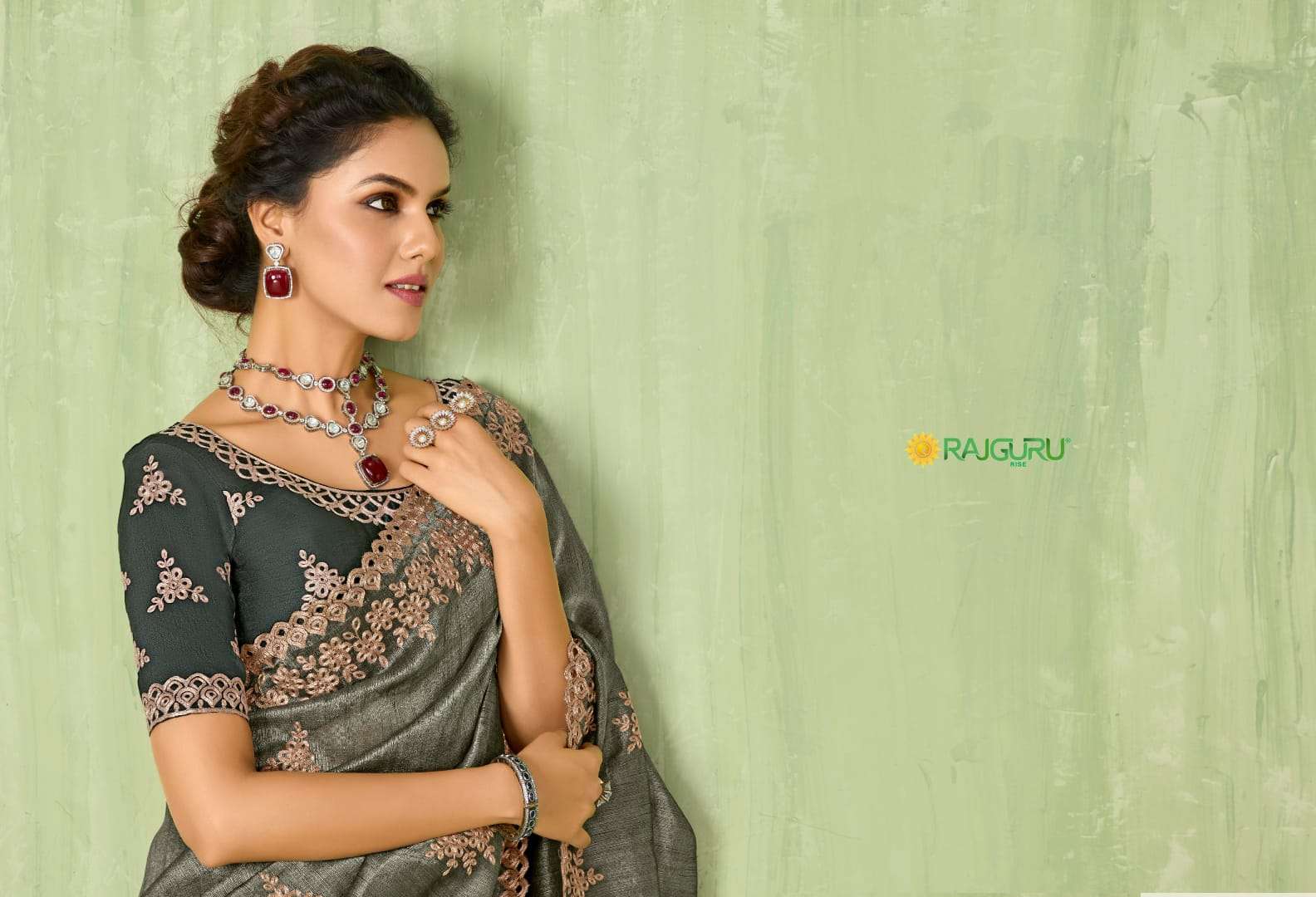 RAJGURU PRESENTS NAVYA DESIGNER FANCY SAREES CATALOG WHOLESALER AND EXPORTER IN SURAT