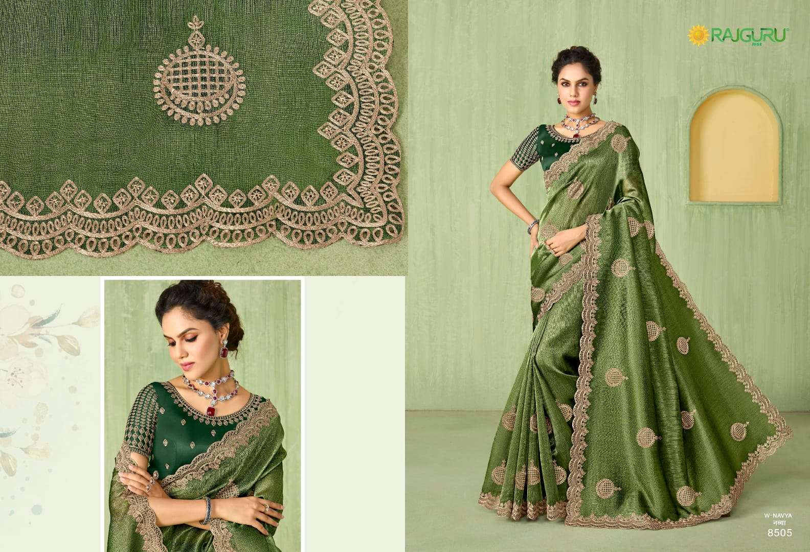 RAJGURU PRESENTS NAVYA DESIGNER FANCY SAREES CATALOG WHOLESALER AND EXPORTER IN SURAT