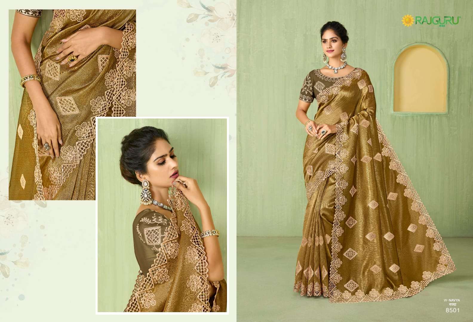 RAJGURU PRESENTS NAVYA DESIGNER FANCY SAREES CATALOG WHOLESALER AND EXPORTER IN SURAT