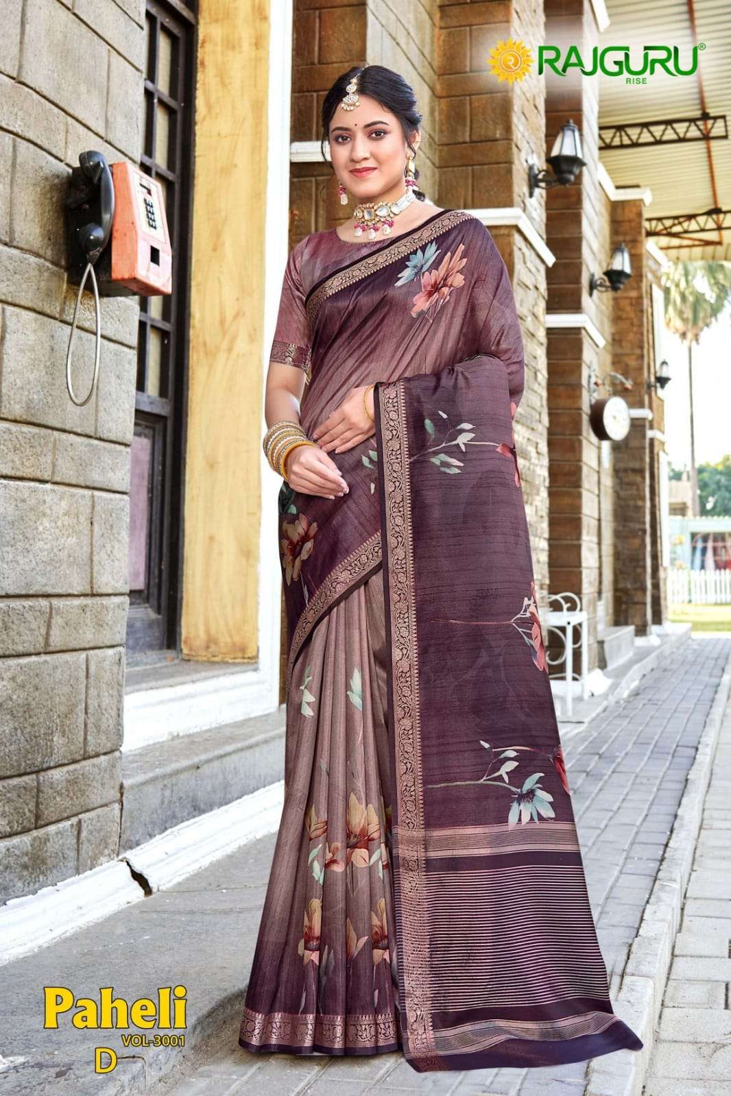 RAJGURU PRESENTS PAHELI VOL-3001 FANCY PRINTED SAREES CATALOG WHOLESALER AND EXPORTER 