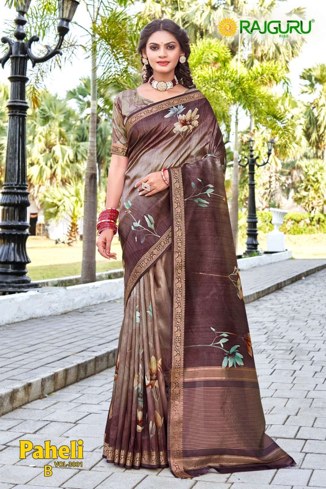 RAJGURU PRESENTS PAHELI VOL-3001 FANCY PRINTED SAREES CATALOG WHOLESALER AND EXPORTER 