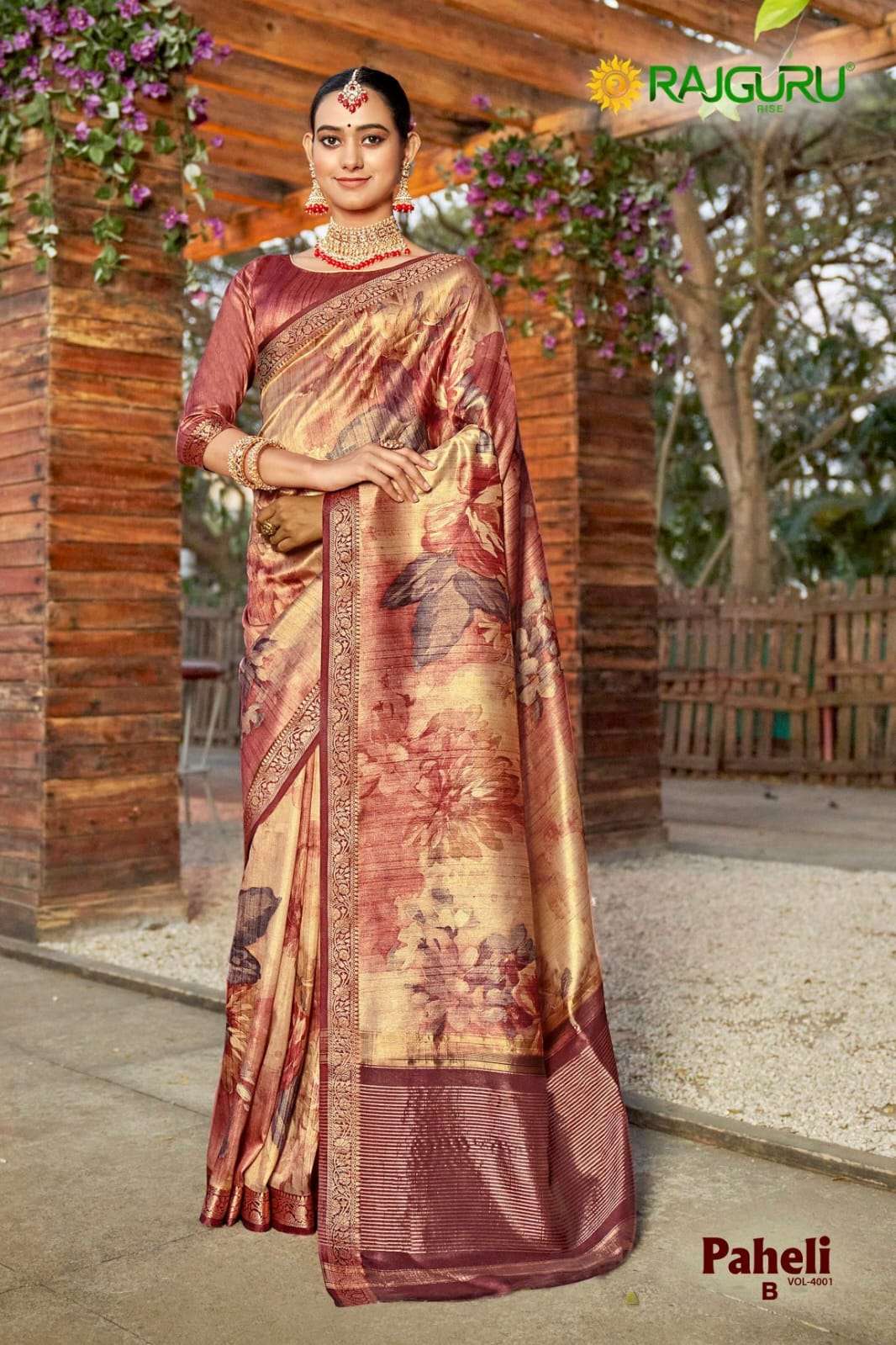RAJGURU PRESENTS PAHELI VOL-4001 FANCY PRINTED SAREES CATALOG WHOLESALER AND EXPORTER 