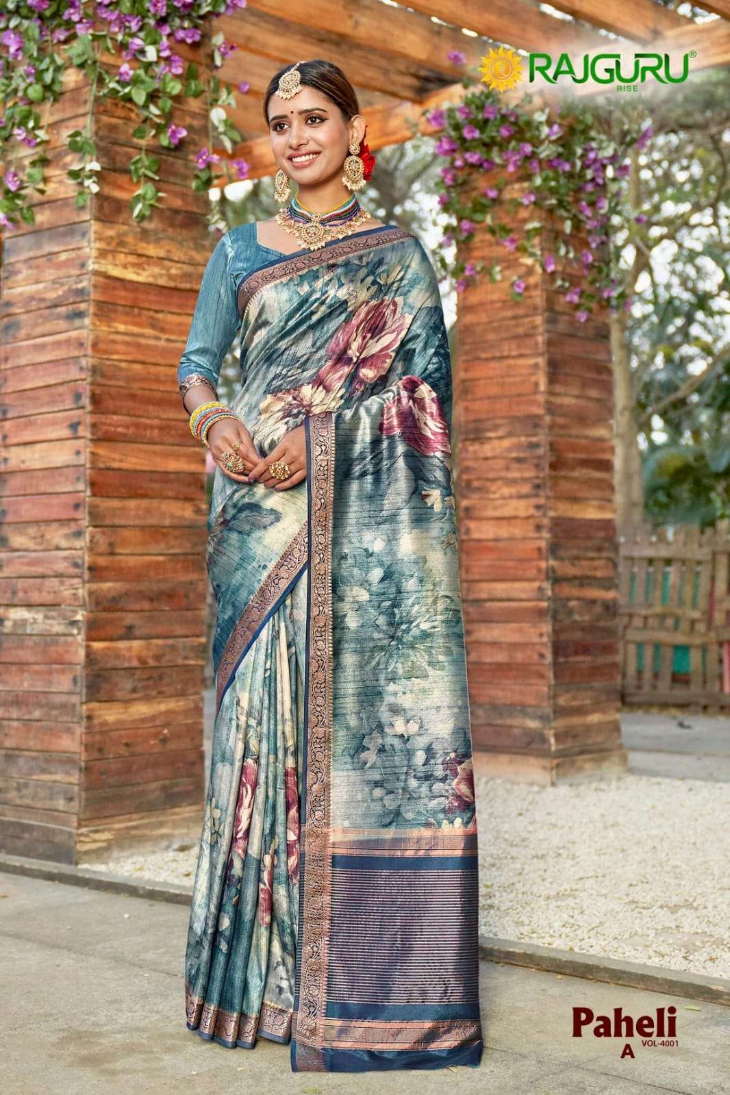 RAJGURU PRESENTS PAHELI VOL-4001 FANCY PRINTED SAREES CATALOG WHOLESALER AND EXPORTER 