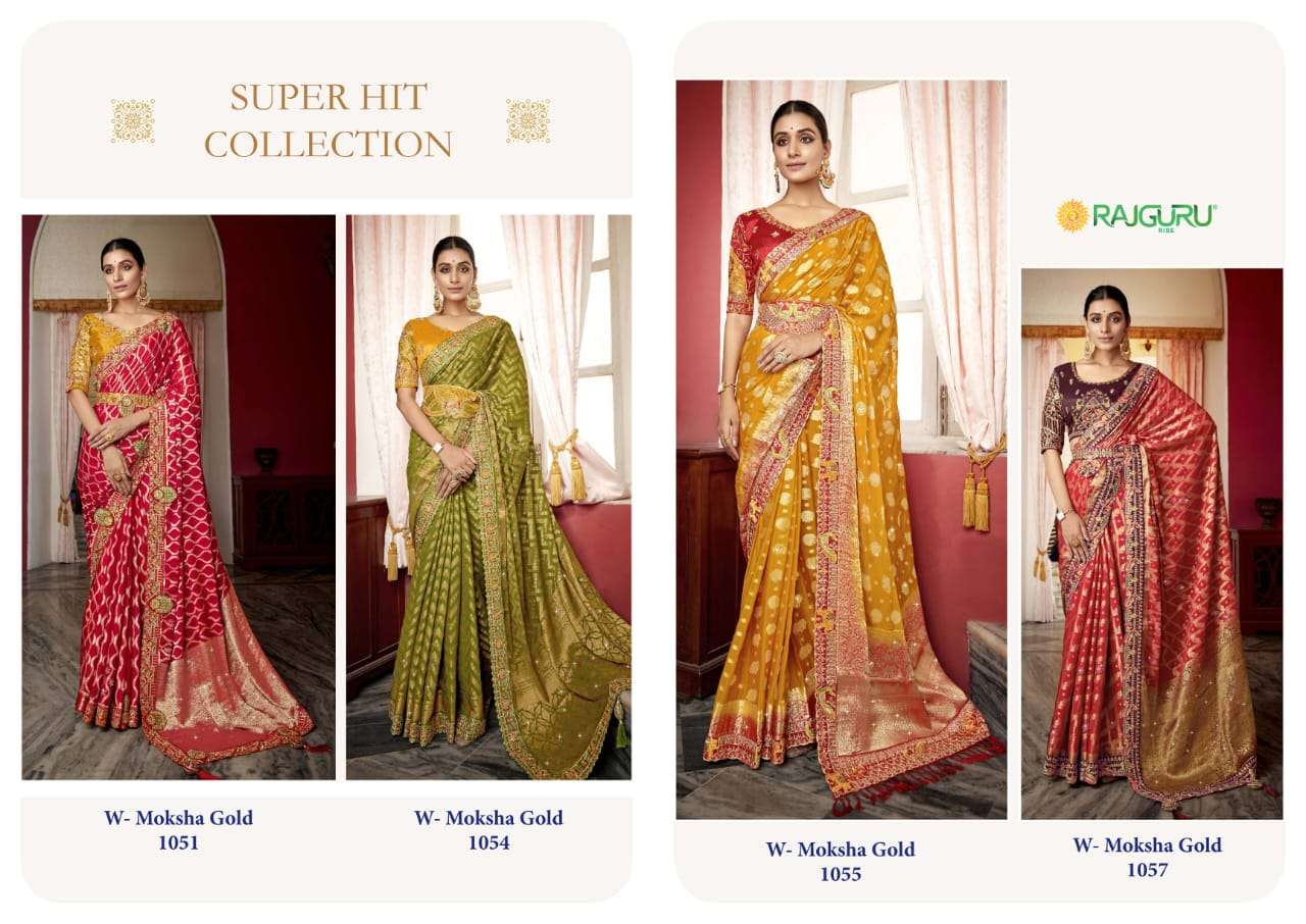 RAJGURU PRESENTS RED MOKSHA DESIGNER FANCY SAREES CATALOG WHOLESALER AND EXPORTER IN SURAT