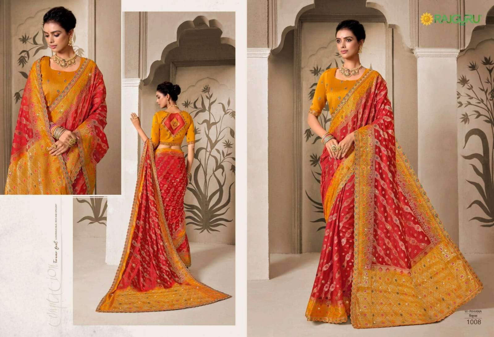 RAJGURU PRESENTS RIHANA DESIGNER FANCY SAREES CATALOG WHOLESALER AND EXPORTER IN SURAT CATALOG WHOLESALER AND EXPORTER IN SURAT 
