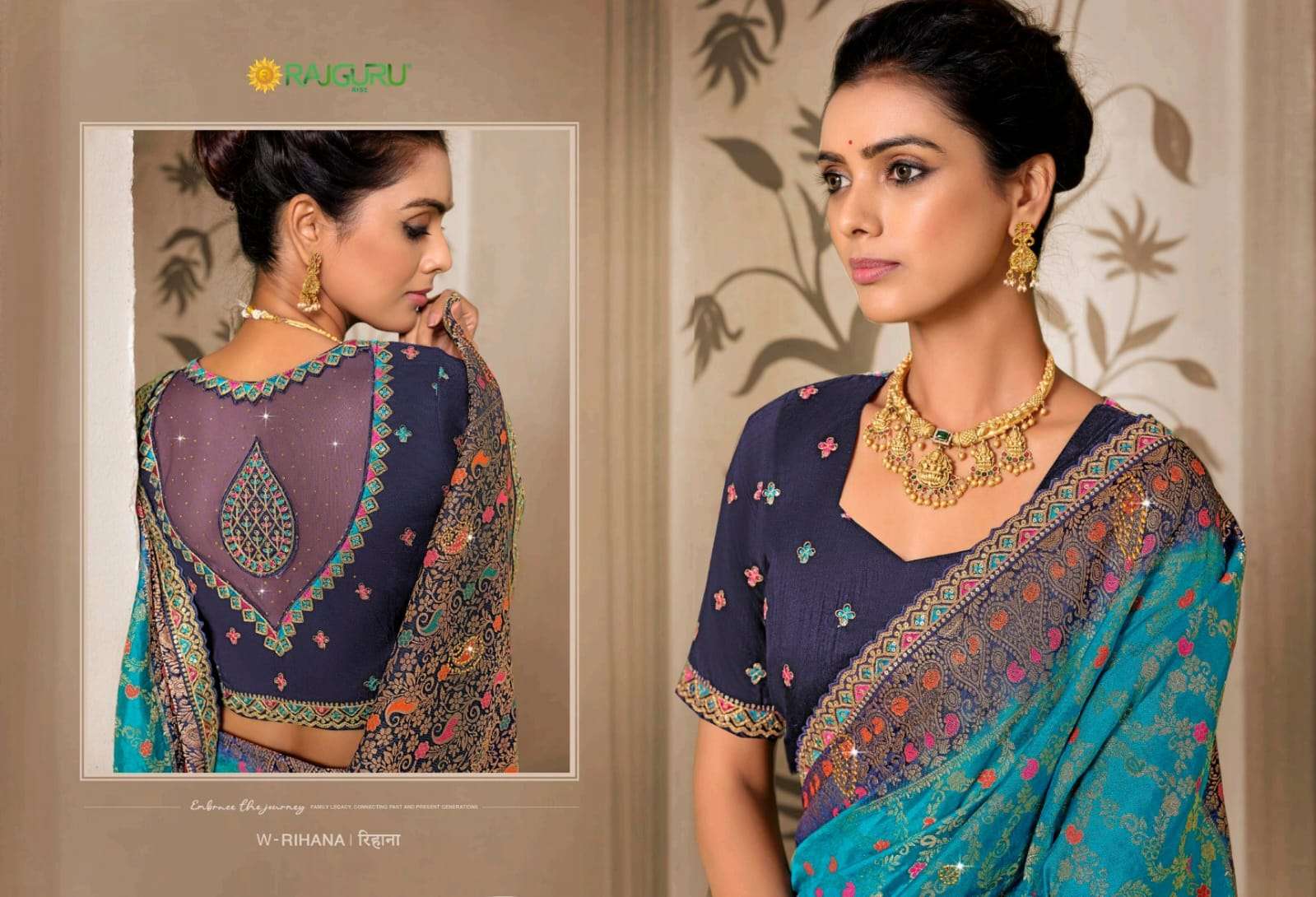 RAJGURU PRESENTS RIHANA DESIGNER FANCY SAREES CATALOG WHOLESALER AND EXPORTER IN SURAT CATALOG WHOLESALER AND EXPORTER IN SURAT 