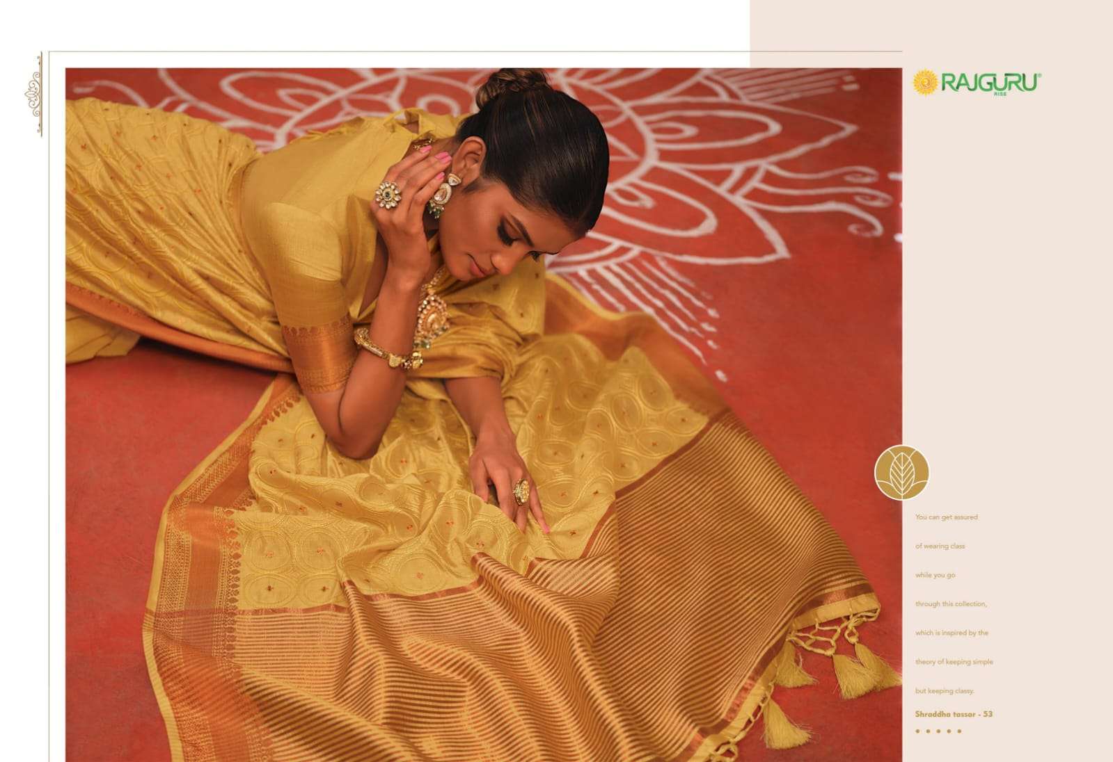 RAJGURU PRESENTS SHRADDHA TASSAR DESIGNER FANCY SAREES CATALOG WHOLESALER AND EXPORTER IN SURAT CATALOG WHOLESALER AND EXPORTER IN SURAT 