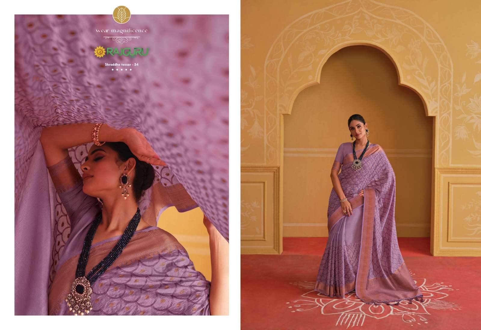 RAJGURU PRESENTS SHRADDHA TASSAR DESIGNER FANCY SAREES CATALOG WHOLESALER AND EXPORTER IN SURAT CATALOG WHOLESALER AND EXPORTER IN SURAT 