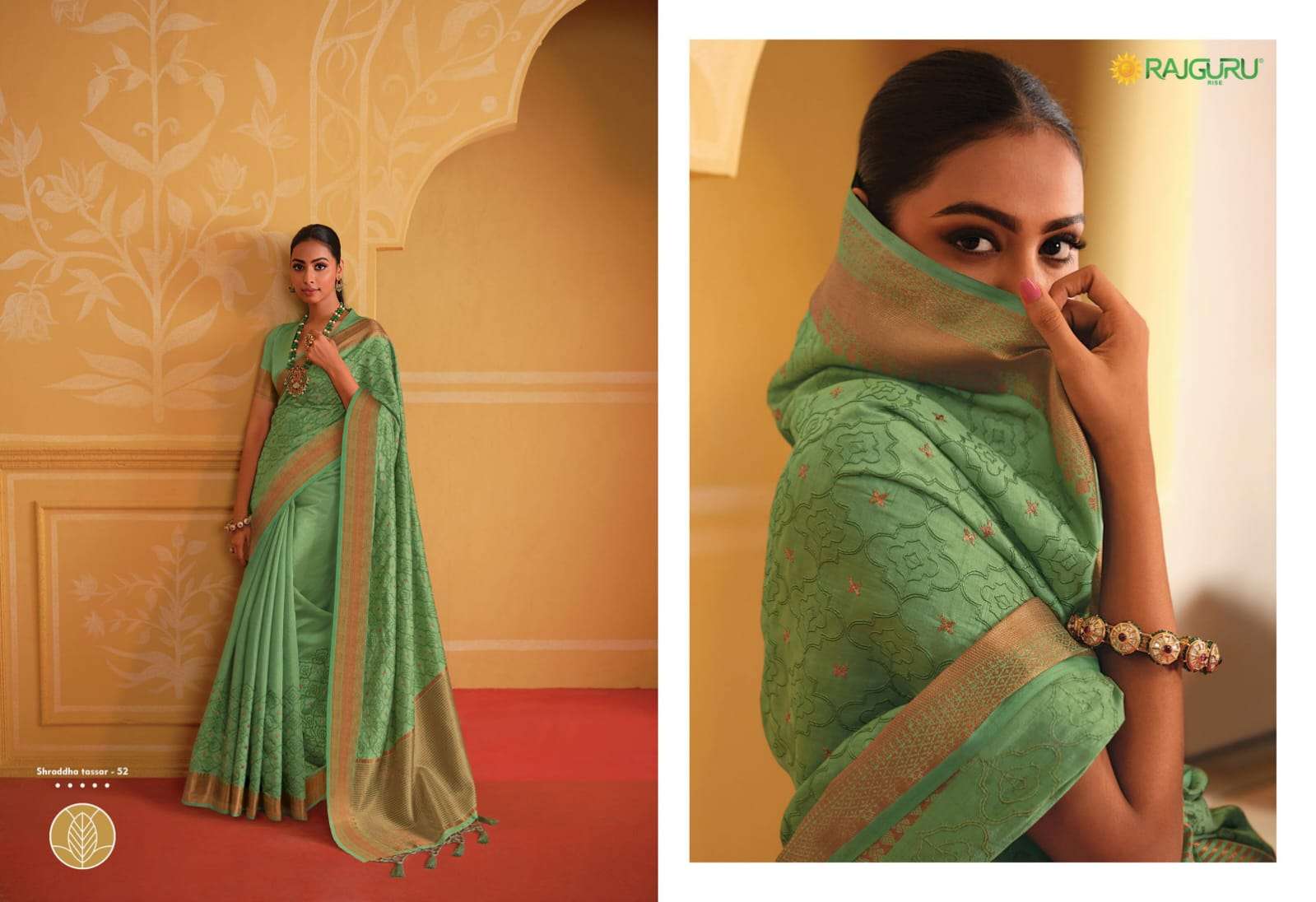 RAJGURU PRESENTS SHRADDHA TASSAR DESIGNER FANCY SAREES CATALOG WHOLESALER AND EXPORTER IN SURAT CATALOG WHOLESALER AND EXPORTER IN SURAT 