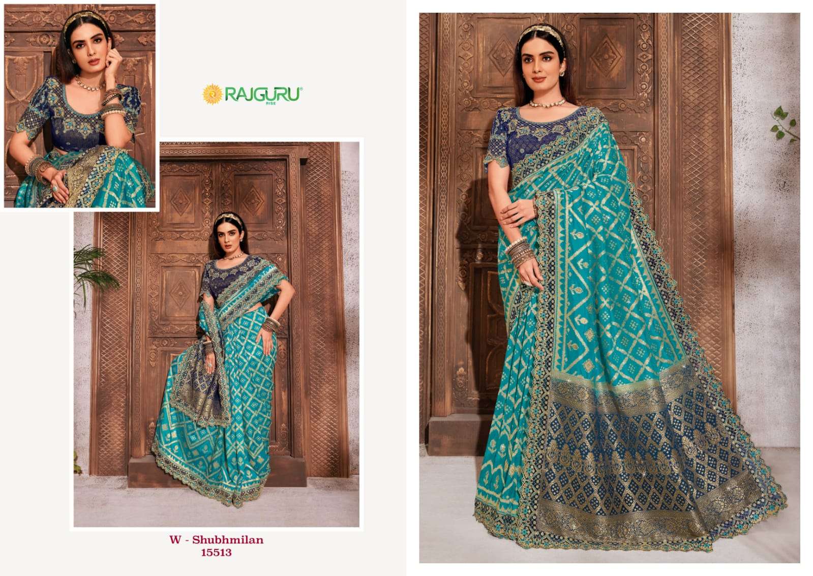 RAJGURU PRESENTS SHUBHMILAN DESIGNER FANCY SAREES CATALOG WHOLESALER AND EXPORTER IN SURAT