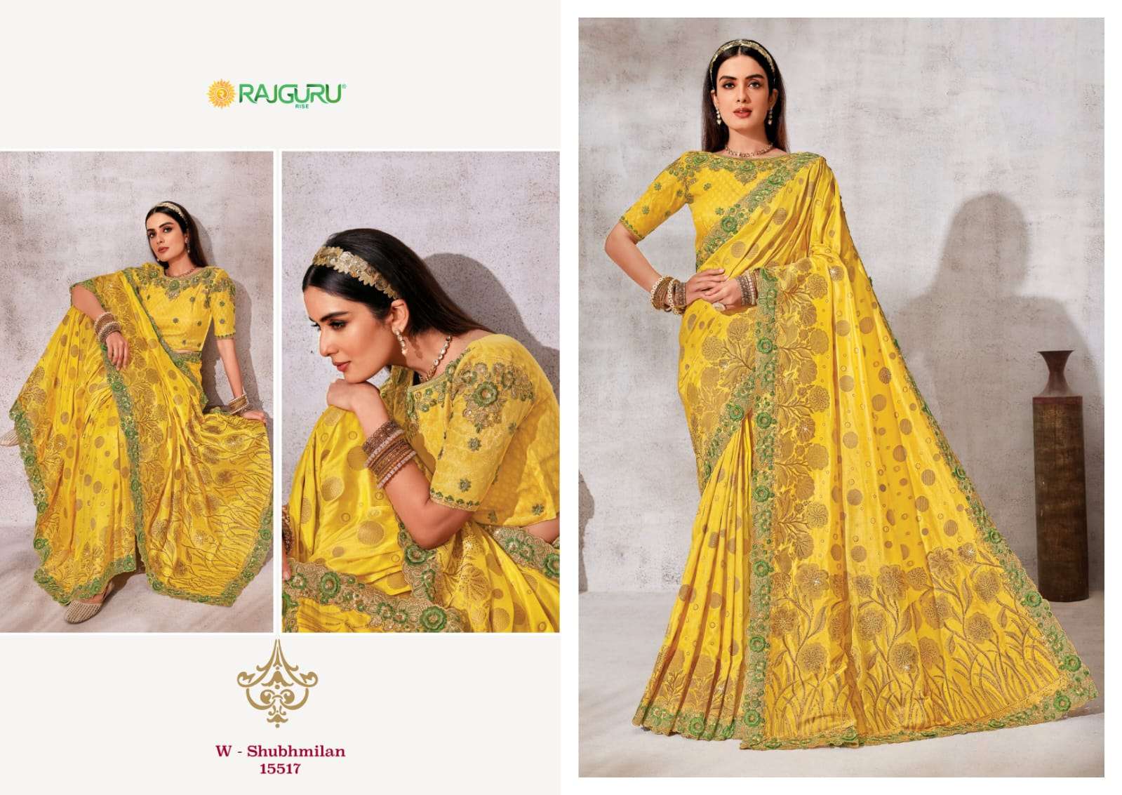 RAJGURU PRESENTS SHUBHMILAN DESIGNER FANCY SAREES CATALOG WHOLESALER AND EXPORTER IN SURAT