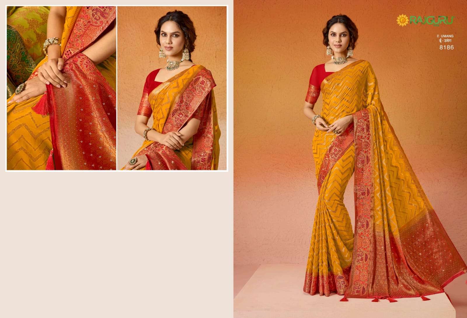 RAJGURU PRESENTS UMANG DESIGNER FANCY SAREES CATALOG WHOLESALER AND EXPORTER IN SURAT