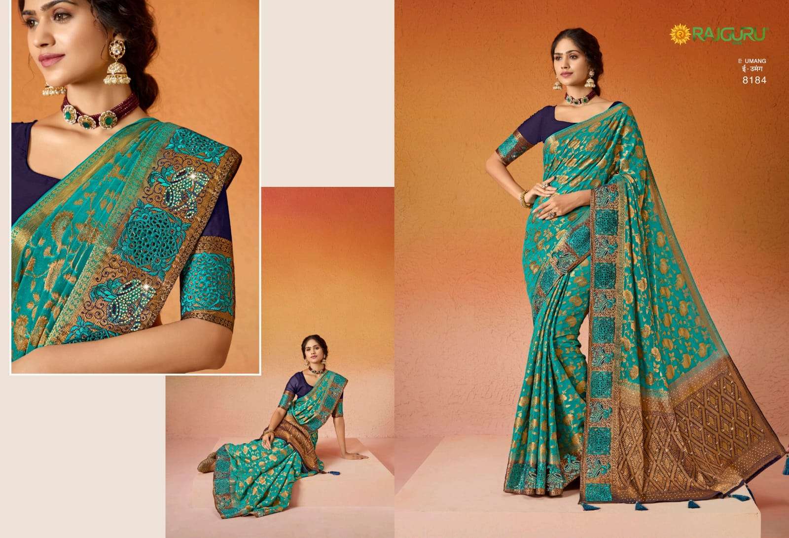 RAJGURU PRESENTS UMANG DESIGNER FANCY SAREES CATALOG WHOLESALER AND EXPORTER IN SURAT