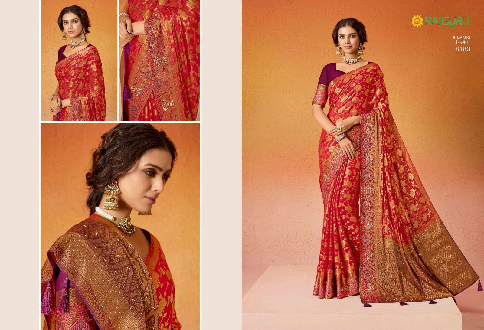 RAJGURU PRESENTS UMANG DESIGNER FANCY SAREES CATALOG WHOLESALER AND EXPORTER IN SURAT