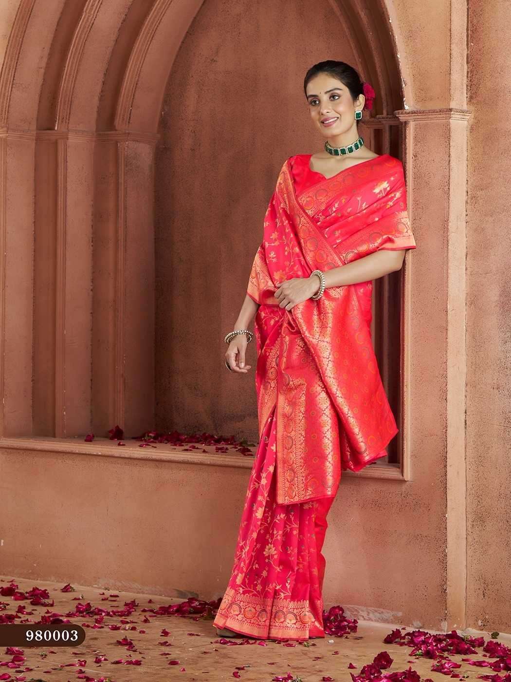 RAJPATH PRESENTS SAVITRI VOL-2 980001-980006 UNIQUE COLOURS BANARASI SAREES CATALOG WHOLESALER AND EXPORTER 