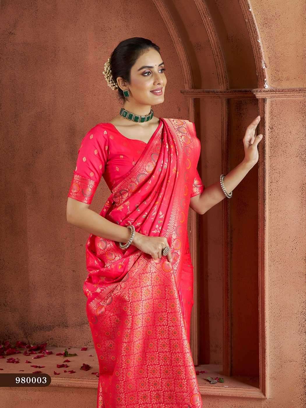 RAJPATH PRESENTS SAVITRI VOL-2 980001-980006 UNIQUE COLOURS BANARASI SAREES CATALOG WHOLESALER AND EXPORTER 