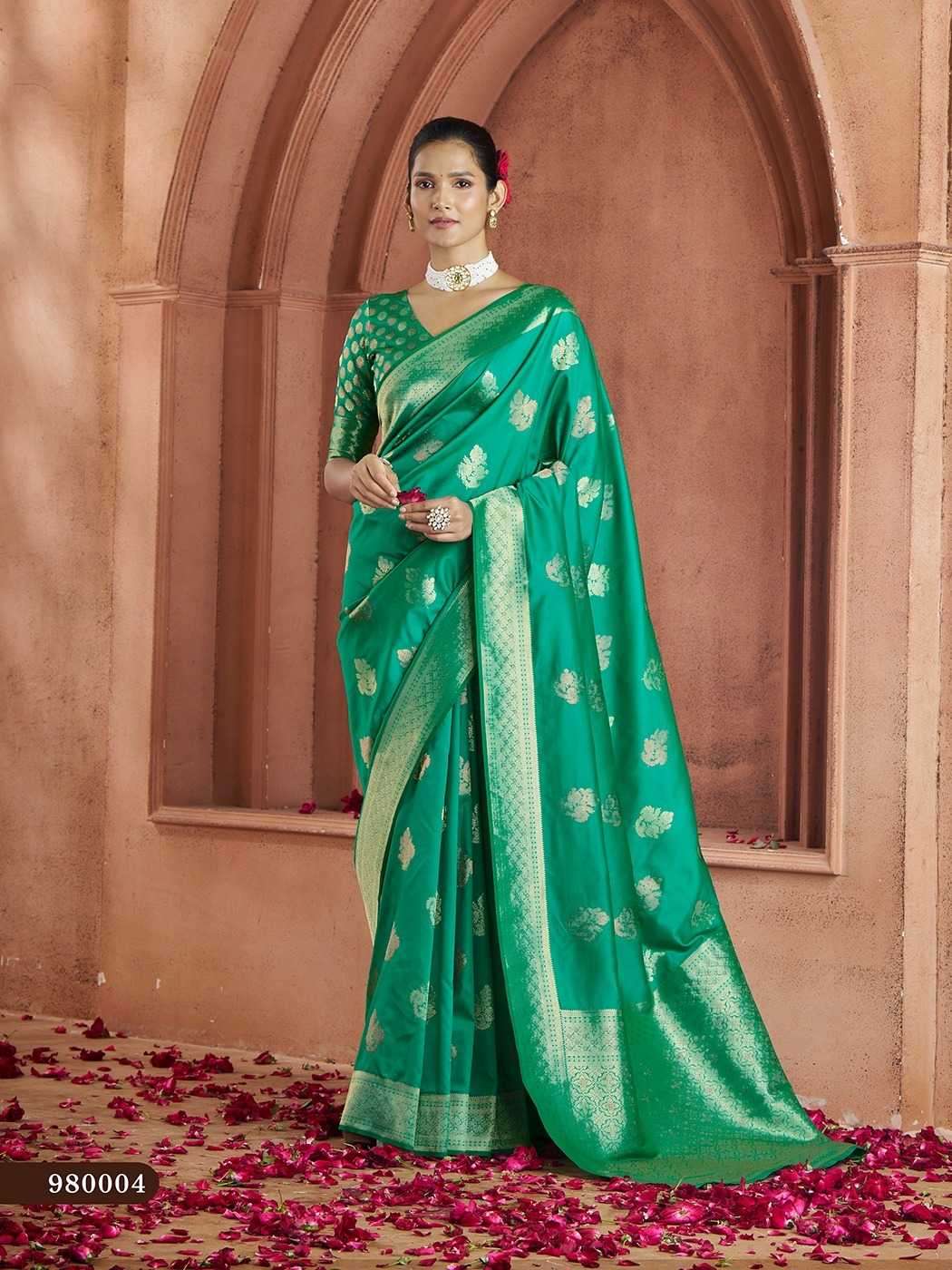 RAJPATH PRESENTS SAVITRI VOL-2 980001-980006 UNIQUE COLOURS BANARASI SAREES CATALOG WHOLESALER AND EXPORTER 