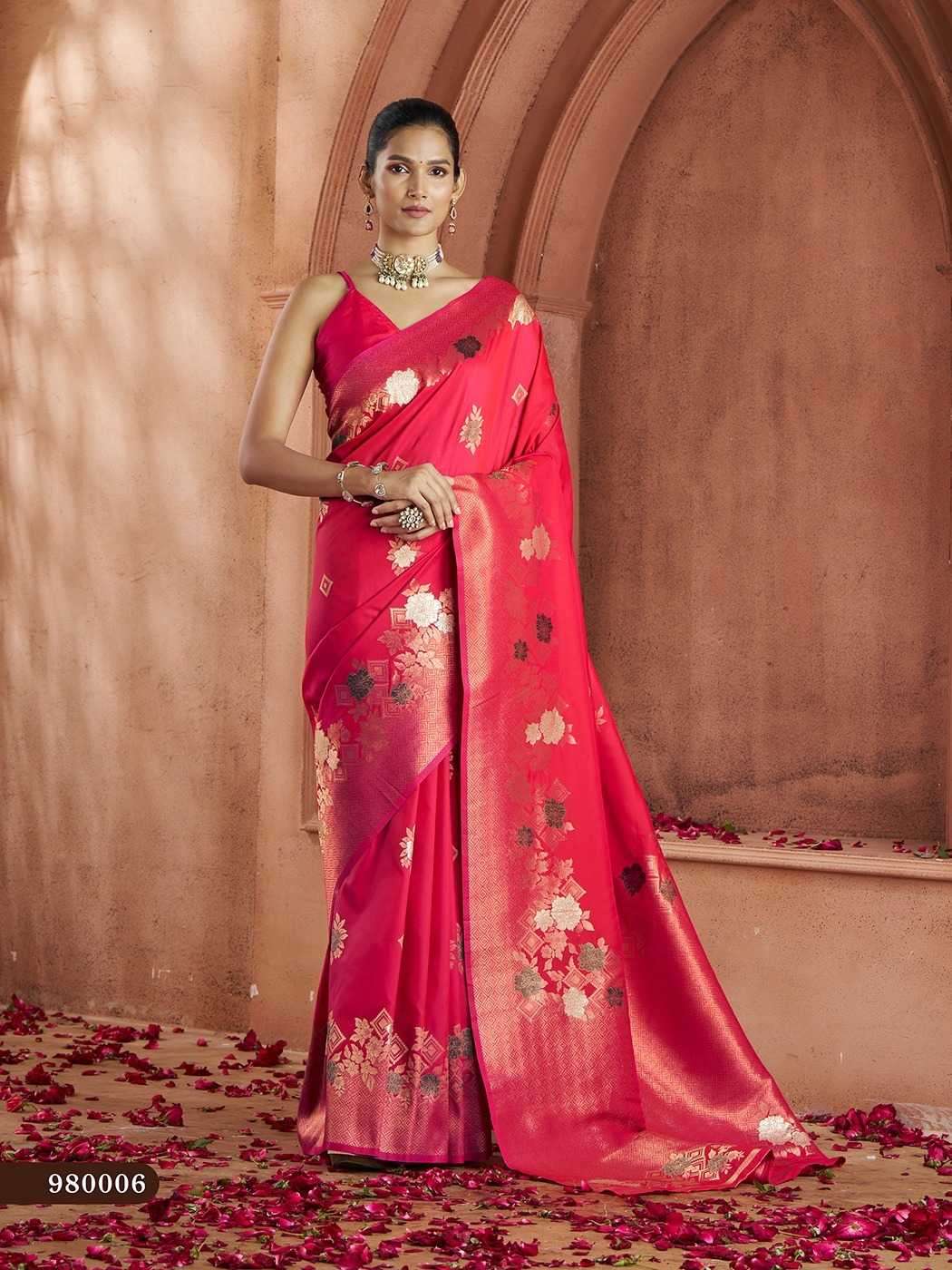 RAJPATH PRESENTS SAVITRI VOL-2 980001-980006 UNIQUE COLOURS BANARASI SAREES CATALOG WHOLESALER AND EXPORTER 