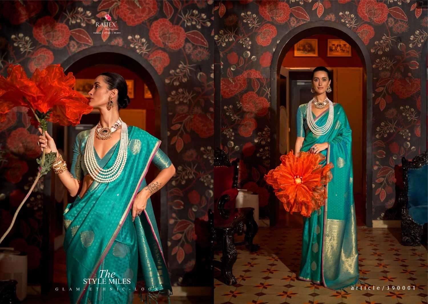 RAJTEX PRESENTS KAAKSHI SILK 390001-390006 HANDLOOM WEAVING SILK FASHIONABLE SAREES CATALOG WHOLESALER AND EXPORTER 