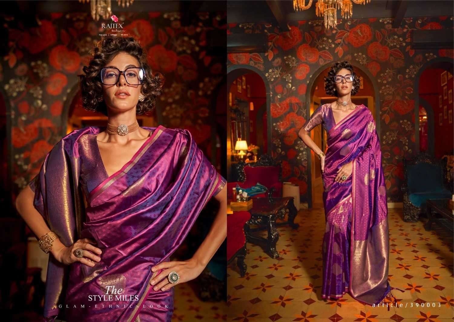 RAJTEX PRESENTS KAAKSHI SILK 390001-390006 HANDLOOM WEAVING SILK FASHIONABLE SAREES CATALOG WHOLESALER AND EXPORTER 