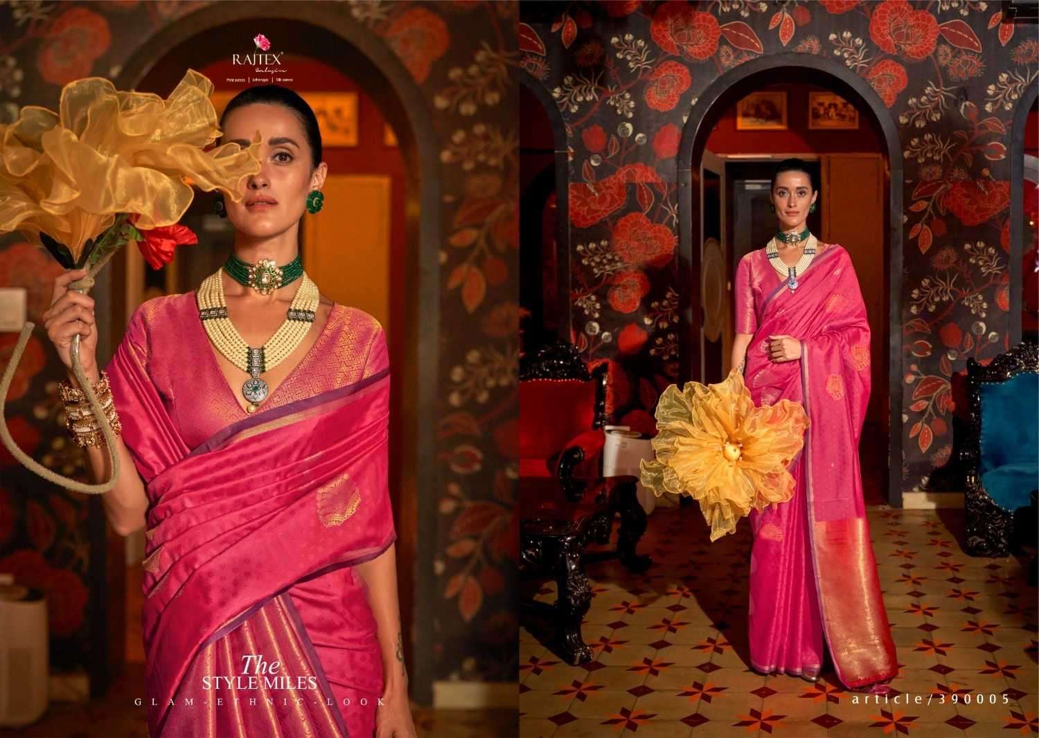 RAJTEX PRESENTS KAAKSHI SILK 390001-390006 HANDLOOM WEAVING SILK FASHIONABLE SAREES CATALOG WHOLESALER AND EXPORTER 