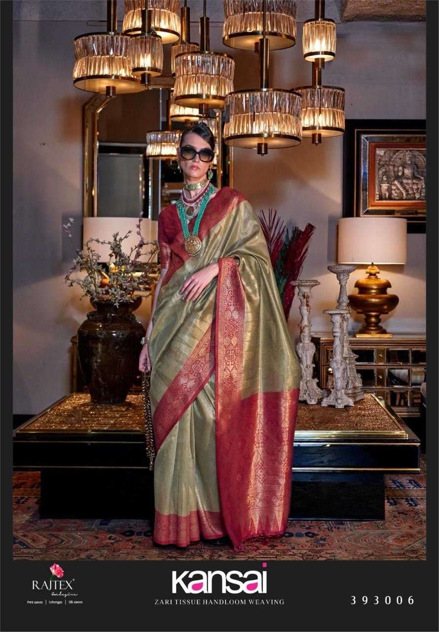 RAJTEX PRESENTS KANSAI 393001-393006 TISSUE SILK HANDLOOM DESIGNER SAREES CATALOG WHOLESALER AND EXPORTER 