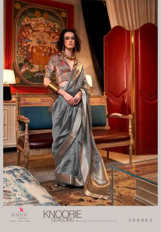 Rajtex Presents Knoorie Seasons Wholesale Moss Chiffon Handloom Weaving Festive Sarees Catalog Wholesaler And Exporter 