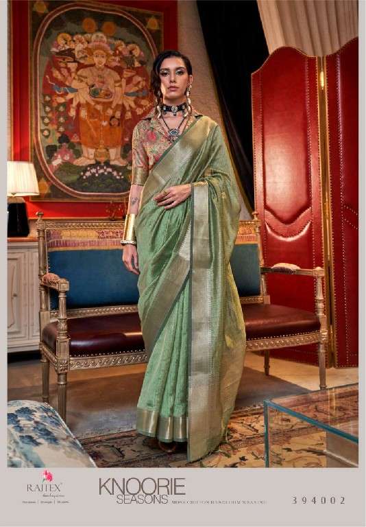 Rajtex Presents Knoorie Seasons Wholesale Moss Chiffon Handloom Weaving Festive Sarees Catalog Wholesaler And Exporter 