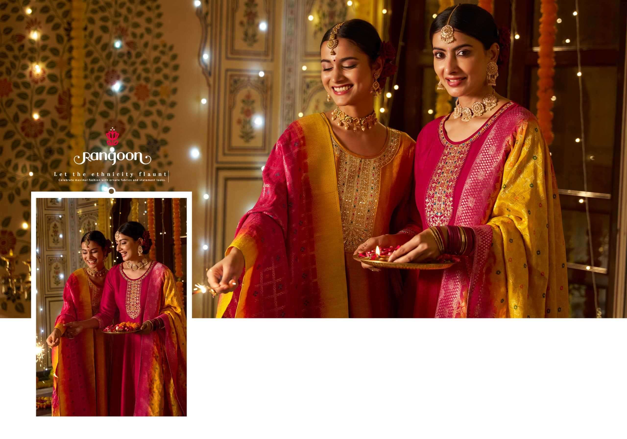 RANGOON PRESENTS GUNJAN VOL-2 SILK ANARKALI STYLE FULLY STITCH STYLISH 3PCS KURTIS CATALOG WHOLESALER AND EXPORTER 