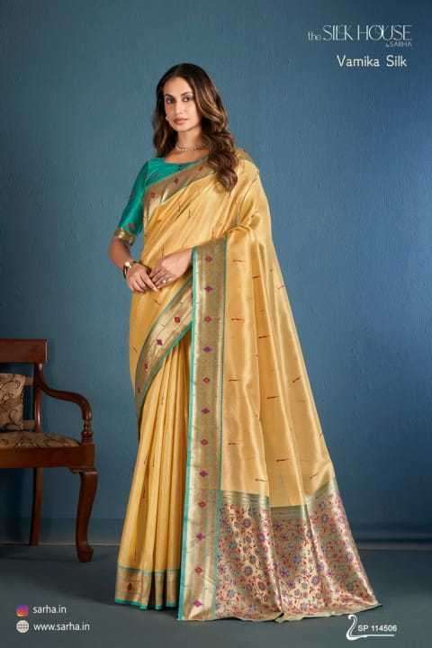 SARHA PRESENTS VAMIKA SILK TISSUE SILK HIT DESIGN BEST SAREES CATALOG WHOLESALER AND EXPORTER 