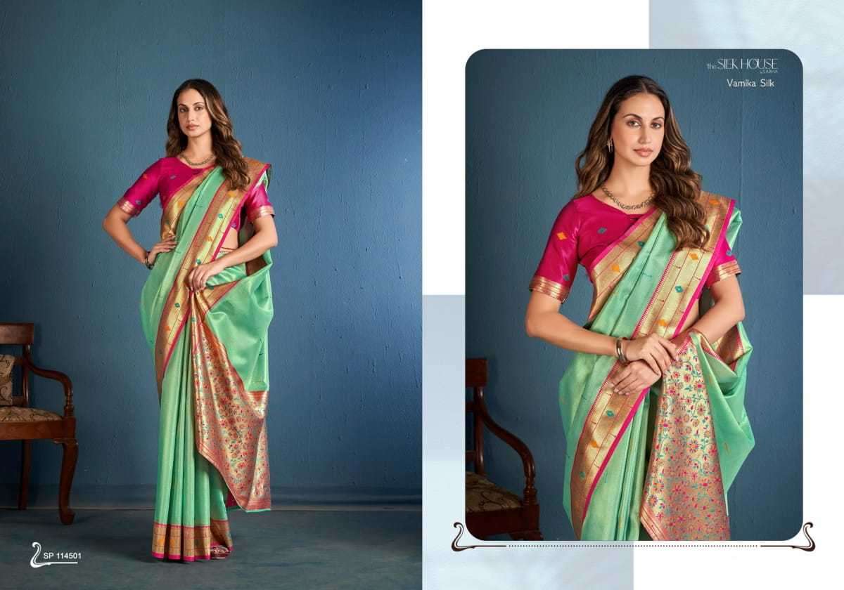 SARHA PRESENTS VAMIKA SILK TISSUE SILK HIT DESIGN BEST SAREES CATALOG WHOLESALER AND EXPORTER 