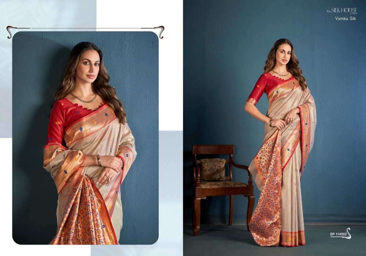 SARHA PRESENTS VAMIKA SILK TISSUE SILK HIT DESIGN BEST SAREES CATALOG WHOLESALER AND EXPORTER 
