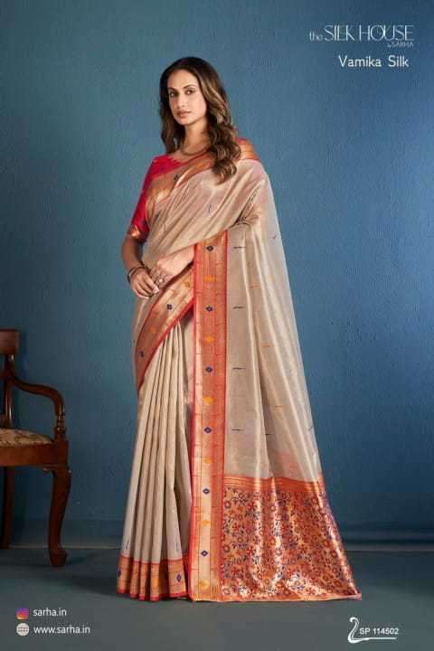 SARHA PRESENTS VAMIKA SILK TISSUE SILK HIT DESIGN BEST SAREES CATALOG WHOLESALER AND EXPORTER 
