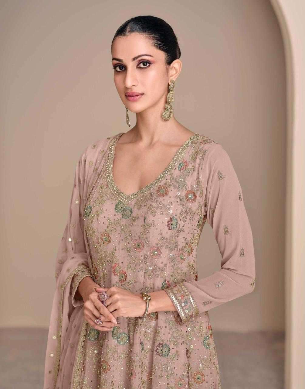 SAYURI DESIGNER PRESENTS ANDAZ READYMADE EXCLUSIVE GEORGETTE PLAZZO STYLE SUIT CATALOG WHOLESALER AND EXPORTER 