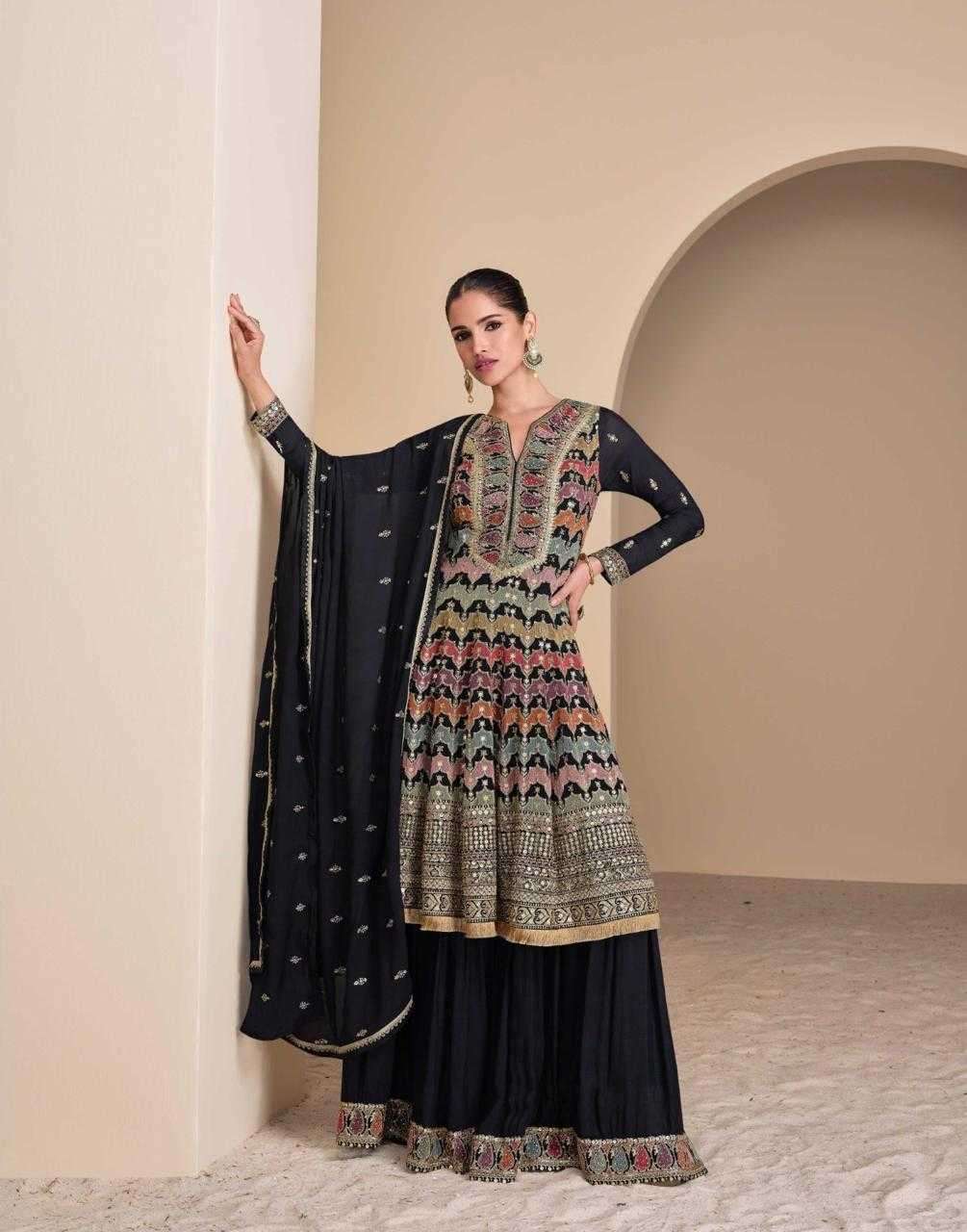 SAYURI DESIGNER PRESENTS ANDAZ READYMADE EXCLUSIVE GEORGETTE PLAZZO STYLE SUIT CATALOG WHOLESALER AND EXPORTER 